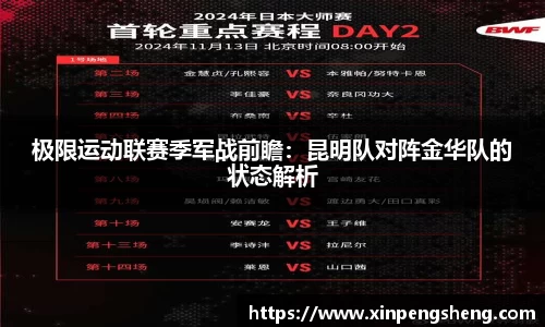 极限运动联赛季军战前瞻：昆明队对阵金华队的状态解析